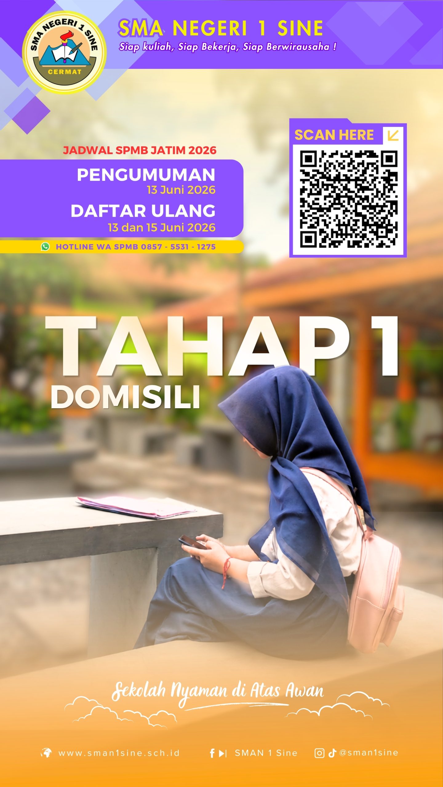 Pengumuman Tahap 1 Jalur Domisili – SPMB Jatim 2026 di SMAN 1 SINE
