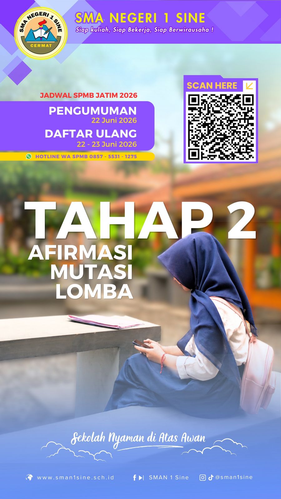 Pengumuman Tahap 2 Jalur Afirmasi, Mutasi, dan Prestasi Lomba – SPMB Jatim 2026 di SMAN 1 SINE