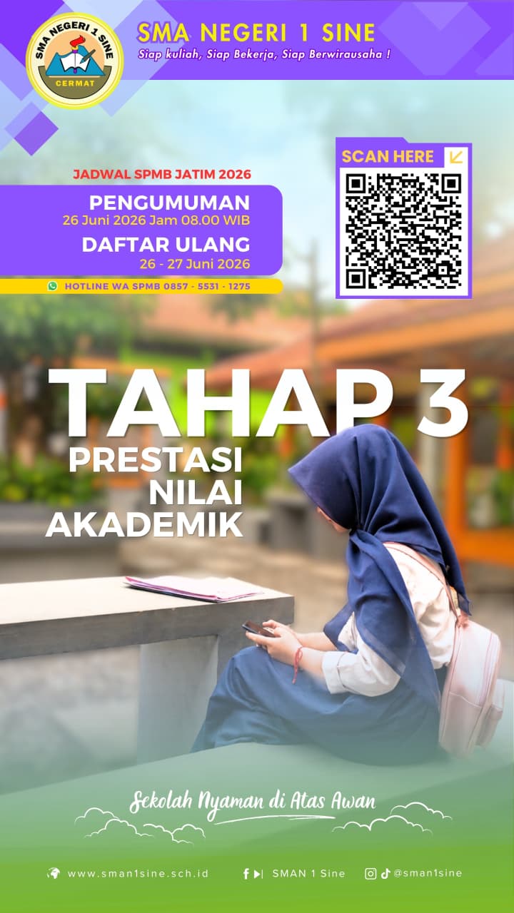 Pengumuman Tahap 3 Jalur Prestasi Nilai Akademik – SPMB Jatim 2026 di SMAN 1 SINE